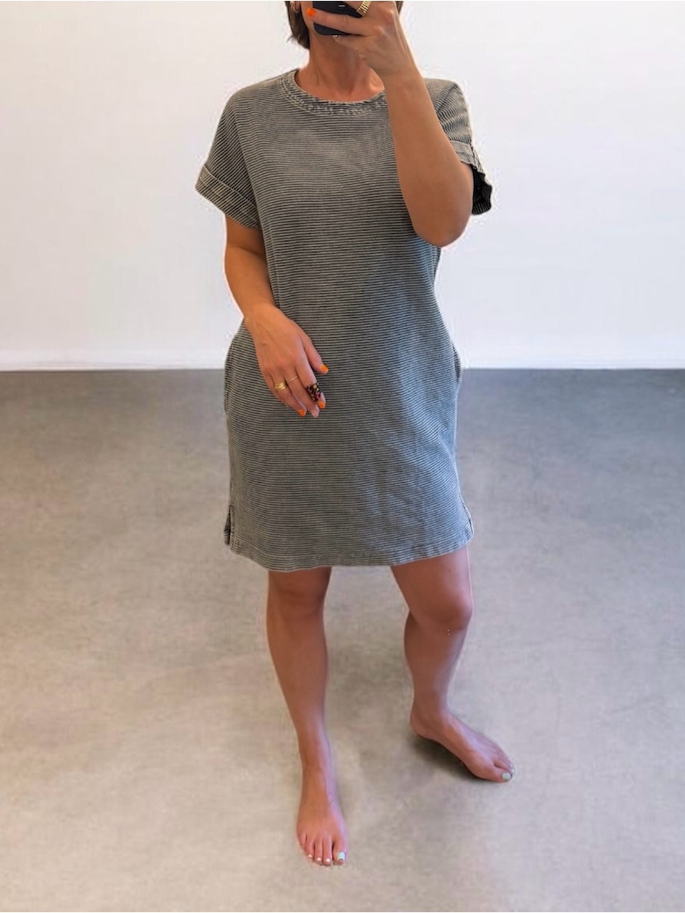 HOLDING HORSES Navy & White Striped Tee Dress